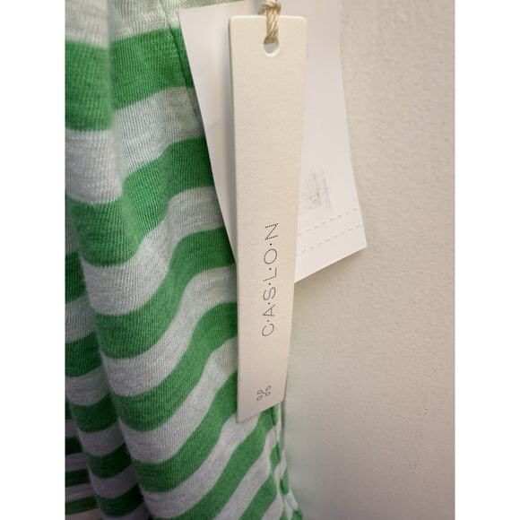 Caslon Women's Large Green & White Striped Tank Top LightWeight Cute NWT - Picture 9 of 10